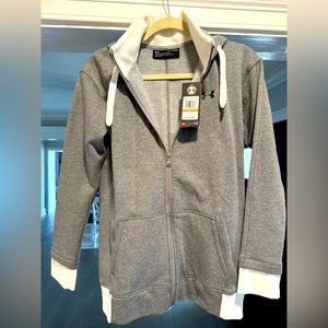 Under Armour Gray and White Zip Up
